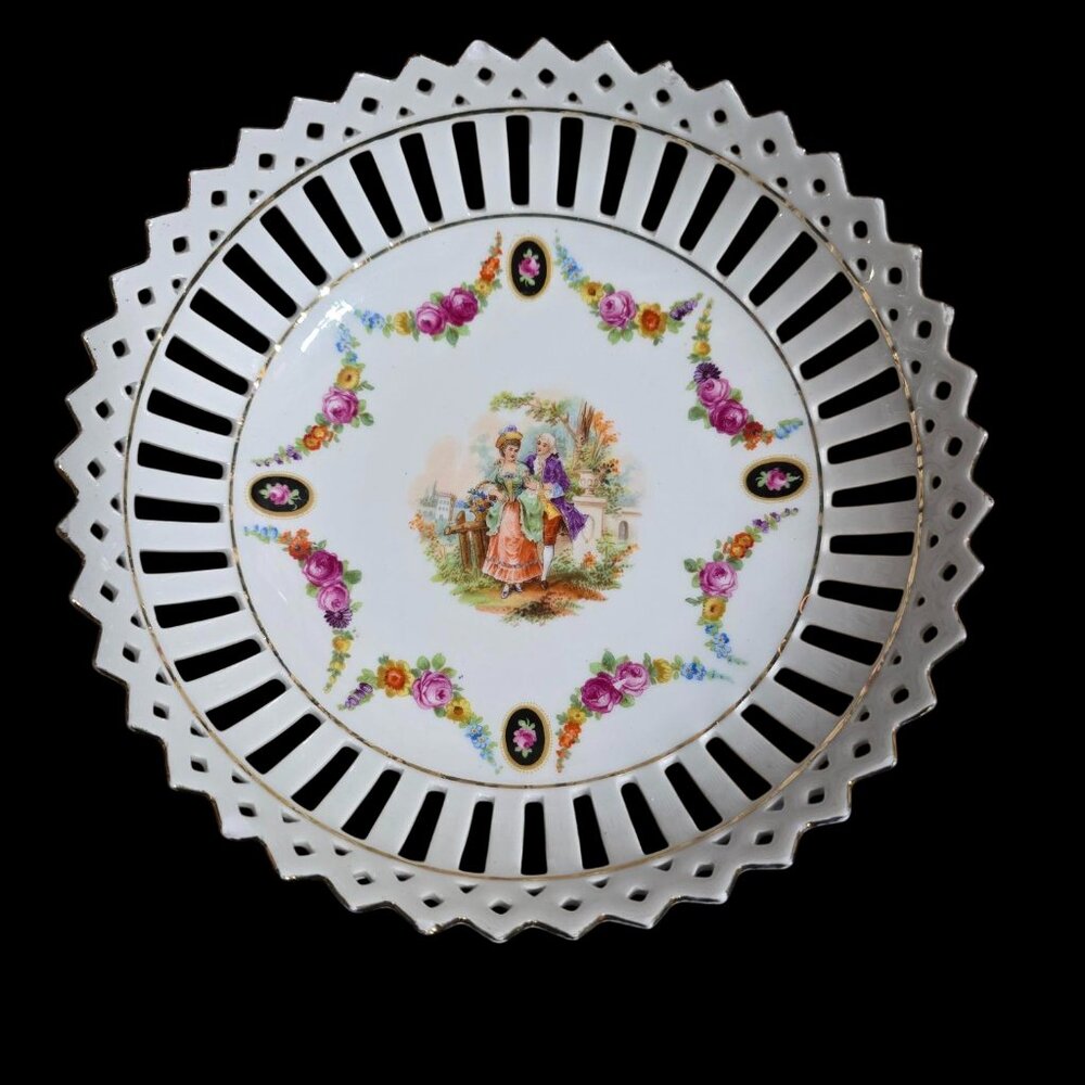 Dresden Lovers 1920's Reticulated Bowl Germany